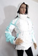 Damska kurtka narciarska SPYDER biała z turkusem 36