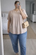 Beżowa bluzka z ozdobnym tyłem 2XL