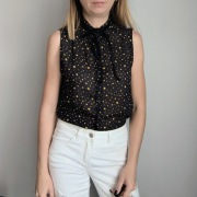Czarna bluzka koszula damska w gwiazdy 