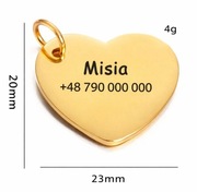 z GRAWEREM: adresówka, identyfikator, lokalizator, brelok - serce