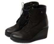 Buty na koturnie do kostki wiązane czarne nubuk rozmiar 40