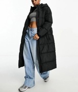 BRAVE SOUL MARKOWY PŁASZCZ DAMSKI CZARNY PIKOWANY DŁUGI ODPINANE RĘKAWY  M