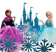 Topper Elsa i Anna+5szt ŚNIEŻYNKI+ZAMEK 