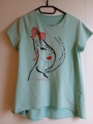 T-shirt damski - miętowy - roz. 158 -