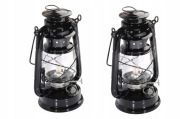 2x CZARNA lampa naftowa 24 cm + 5 knotów