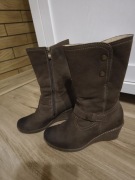 Kozaki do połowy łydki botki Lasocki brązowe zimowe 