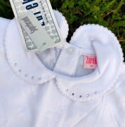 ŻAREK biala bluzeczka z kolnierzykiem i dżecikami,cienka bawełna, 92/98 