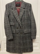 RESERVED PŁASZCZ KRATA SZARY DWURZĘDOWY BORDOWA PIKOWANA PODSZEWKA 34/36