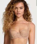Victoria’s Secret beżowy koronkowy Biustonosz bardotka/balkonetka 36B