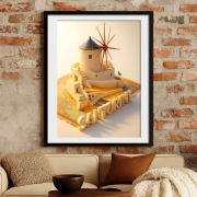 Santorini - Grecja -  Miniaturowa Diorama - plakat retro 40x60cm