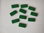 LEGO 10 szt. Dolary 100 Zielony Banknot Pieniądze 3069px7