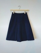 Granatowa plisowana spódnica do kolan dłuższa vintage wysoki stan XXS/XS