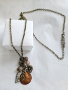 Naszyjnik brąz czekoladowy brąz długi naszyjnik vintage wisior