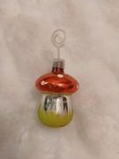 Bombka choinkowa szklana stara z okresu PRL handmade ręcznie zdobiona