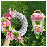 Kompozycja nagrobna zestaw nagrobny na cmentarz w lampionie wieniec stroik