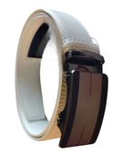 Pasek SKÓRZANY męski automat BIAŁY 120 CM