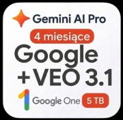 Kod Google One Al Pro - 5TB na Dysku Google + Gemini Advanced na 4 miesiące