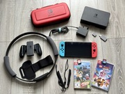 Nintendo Switch Oled komplet z grami i dodatkami - Ring Fit Adventure