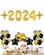 Zestaw 28szt dekoracji na sylwestra złote!