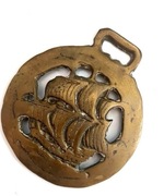 Vintage Mosiężna zawieszka vintage żaglowiec marynistyczna dekoracja retro 