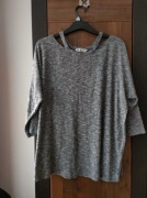 Bluzka z wycięciami na obojczykach szara bluzka Casual Collection F&F