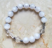 Różaniec bransoletka dziesiątka  biała koraliki 10 mm