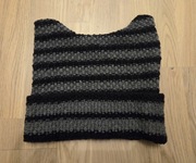 Czapka z uszami czarno szare paski rozm 56 cm