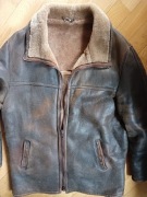 Kurtka skórzana kożuch vintage L/XL skóra owcza sheelskin shearling
