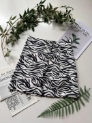 Spódnica mini z guzikami print zebra S 96% cotton