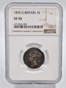 Stara moneta  Wielka Brytania Wiktoria szyling 1855 Londyn NGC