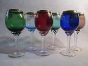 KOLOROWE KIELISZKI DO WINA - ZŁOCONE ZDOBIENIA ŁADNE NA PREZENT