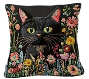 Czarny kot Poszewka na poduszkę w stylu Vintage jednostronna kotek prezent