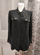 Koszula czarna jedwabna ćwieki rock S Gold Hawk