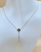 Naszyjnik stal chirurgiczna rozetka z cyrkoniami złoty 43 cm [N006]