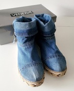 Dżinsowe wiosenne botki z możliwością regulacji długości cholewki