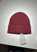Tommy Hilfiger bordowa czapka damska zimowa bawełna kaszmir oryginalna