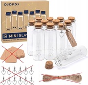12x mini BUTELECZKA z korkiem ozdobna 45ml 3x9cm Zestaw