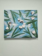 Tulipany na niebie – obraz 3D 50x60 cm, akryl i glina samoutwardzalna