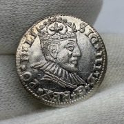 trojak Ryga Zygmunt III Waza 1590 - b. ładny połyskowy