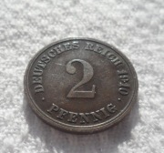 Niemcy Wilhelm II Hohenzollern 2 pfennig fenigi 1910G Karlsruhe Baden KM#16