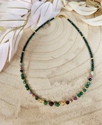 Naszyjnik Choker z Kamieni Naturalnych Zoisyt z Rubinem Cytryn Rubin Jadeit