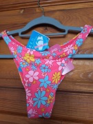 Stroj kapielowy- dol bikini rozowyz wzorem kwiatki XS New Yorker
