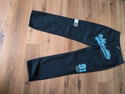 Mercier spodnie męskie bojówki cargo S czarne z nadrukiem lekkie 