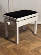 Ławeczka do pianina regulowana biała welurowa