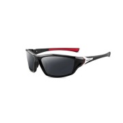 Okulary Sport POLARIZED BLACK - RED+Silver UV+400 srebno-czerwone tło 