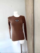 Bluzka brązowa prążkowana czekoladowa S/M bawełna nowa