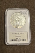 Jan Paweł II Zakon Maltański 10 lirów 2005 r grading PR 70 slab malta