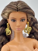 Kolczyki biżuteria dla lalki Barbie złote serca