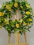 Wianek na drzwi  na bazie sztucznych liści  - Lato w pelni