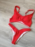 Nowy koralowy komplet czerwone bikini damskie 36 S